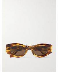 Alaïa - Lettering Round-Frame Tortoiseshell Acetate Sunglasses - Lyst