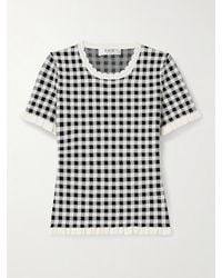 Sea - Saige Oberteil Aus Jacquard-Strick Mit Gingham-Karo Und Rüschen - Lyst