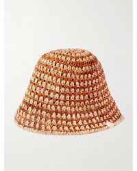 Loeffler Randall - Jocelyn Checked Raffia Bucket Hat - Lyst