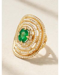 David Yurman - Bague En Or 18 Carats (750/1000) Émeraude Et Diamants Stax - Lyst