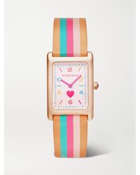 La Californienne - Daybreak 24Mm Rose-Plated Striped Leather Watch - Lyst