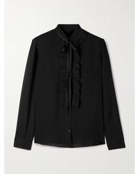 Nili Lotan - Bertille Tie-Detailed Pleated Silk Crepe De Chine Blouse - Lyst
