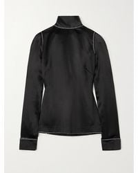 Dries Van Noten - Bluse Aus Duchesse-Seidensatin Mit Kristallen Und Stehkragen Zum Binden - Lyst