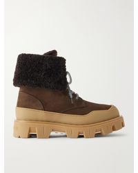 Moncler - Peak Snowcap Shearling-Trimmed Nubuck Ankle Boots - Lyst
