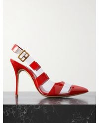 Manolo Blahnik - Uxra 105 Patent-Leather And Pvc Slingback Pumps - Lyst