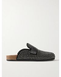JW Anderson - Leather-Trimmed Crystal-Embellished Suede Mules - Lyst