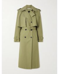 Another Tomorrow - Convertible Belted Double-Breasted Cotton-Twill Trench Coat - Lyst