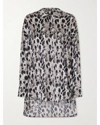 R13 - Asymmetric Oversized Printed Silk-Charmeuse Shirt - Lyst