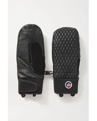 Fusalp Athena Quilted Leather And Stretch-jersey Ski Mittens - Black