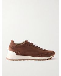 Brunello Cucinelli - Suede Bead-Embellished Sneakers - Lyst