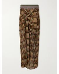 Dries Van Noten - Suma Checked Georgette Midi Skirt - Lyst