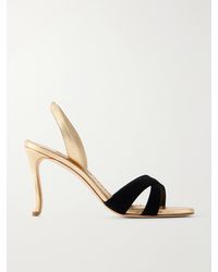 Manolo Blahnik - Callydra 90 Velvet And Leather Sandals - Lyst