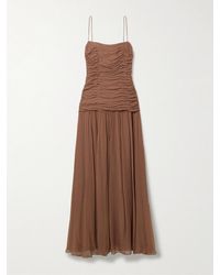 STAUD - Dalton Ruched Gathered Crepon Maxi Dress - Lyst