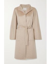 Max Mara Lilia Mantel Aus Kaschmir Mit Bindegürtel - Natur