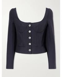 McQueen - Cropped Pinstriped Wool And Mohair-Blend Jacket - Lyst