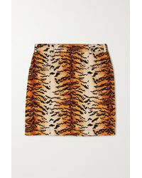 Philosophy Di Lorenzo Serafini Tiger-print Velvet Mini Skirt - Yellow