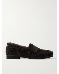 Brunello Cucinelli - Bead-Embellished Suede-Trimmed Shearling Loafers - Lyst