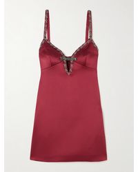 Self-Portrait - Minikleid Aus Satin Mit Kristallen - Lyst