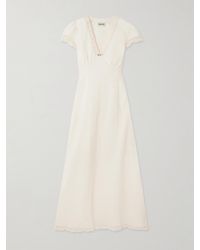 RIXO London - Clarice Lace-Trimmed Linen-Blend Midi Dress - Lyst