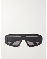 Alaïa - Mask Sonnenbrille Mit D-Rahmen Aus Leder Mit Schlangeneffekt Und Azetat - Lyst