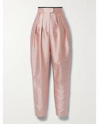 Zimmermann - Matchmaker Grosgrain-Trimmed Pleated Wool And Silk-Blend Duchesse-Satin Tapered Pants - Lyst