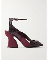 Zimmermann - Marvi 75 Smooth, Python-Effect Leather And Suede Sandals - Lyst