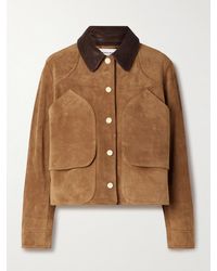 Veronica Beard - Walters Leather-Trimmed Suede Jacket - Lyst
