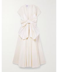 Christopher John Rogers - Bow-Detailed Dupioni-Trimmed Cotton And Silk-Blend Twill Midi Dress - Lyst