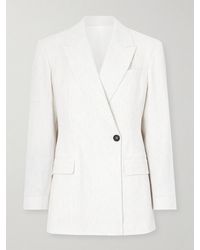 Brunello Cucinelli - Pinstriped Linen-Blend Blazer - Lyst