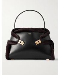 Ferragamo - Hug Shearling-Trimmed Leather Shoulder Bag - Lyst