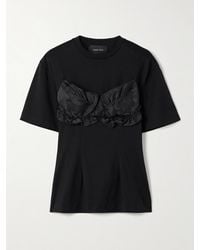 Simone Rocha - Appliquéd Satin Jacquard-Trimmed Cotton-Jersey T-Shirt - Lyst