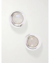 Julietta - Bombé Rhodium-Plated Moonstone Earrings - Lyst