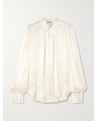 Maison Mayle - Val D'Isere Gathered Silk-Charmeuse Blouse - Lyst