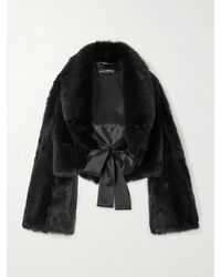 Dolce & Gabbana - Cropped Satin-Trimmed Shearling Jacket - Lyst