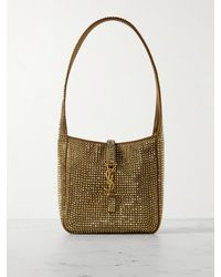 Saint Laurent - Baby Le 5 À 7 Crystal-Embellished Metallic Satin Shoulder Bag - Lyst