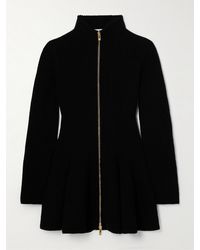 Alaïa - Cardigan Aus Einer Gerippten Woll-Kaschmirmischung Mit Schößchen - Lyst