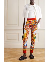 Dolce & Gabbana Printed Cotton-jersey Track Pants - Yellow