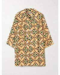 Bode - Greer Quincy Gathered Printed Crepe Mini Shirt Dress - Lyst