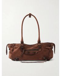Balenciaga - Le City East/West Suede Shoulder Bag - Lyst