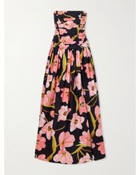 Cara Cara - Montreal Strapless Pleated Floral-Print Cotton-Poplin Maxi Dress - Lyst