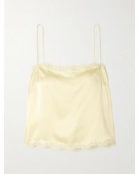 Doen - Loure Lace-Trimmed Silk-Satin Top - Lyst