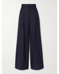 Another Tomorrow - Pleated Pinstriped Wool-Blend Wide-Leg Pants - Lyst