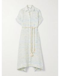Lisa Marie Fernandez - Belted Linen-Blend Tweed Midi Shirt Dress - Lyst