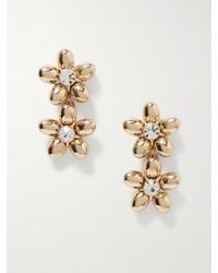 Carolina Herrera - Double Flower Goldfarbene Ohrringe Mit Kristallen - Lyst