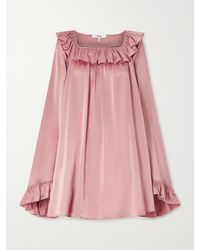 Chloé - Minikleid Aus Seidensatin Mit Rüschen - Lyst