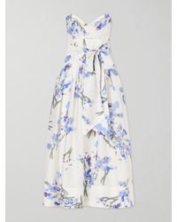 Rebecca Vallance - Bluebell Belted Draped Floral-Print Organza Midi Dress - Lyst
