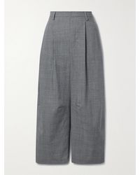R13 - Cropped Pleated Houndstooth Wool Wide-Leg Pants - Lyst