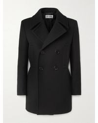 Saint Laurent - Doppelreihige Jacke Aus Twill Aus Einer Woll-Seidenmischung - Lyst