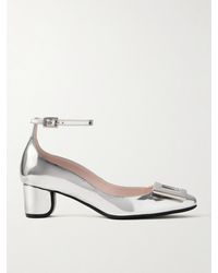 Roger Vivier - 40 Pumps Aus Leder Mit Spiegeleffekt Und Verzierung - Lyst