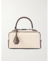 Brunello Cucinelli - Mini Leather-Trimmed Raffia Shoulder Bag - Lyst